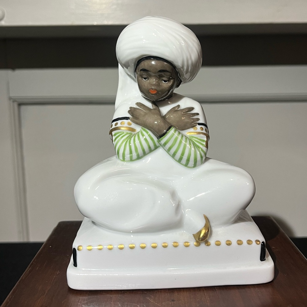 Vintage A. Büschelberger Ens man in turban seated porcelain figurine 5.5"